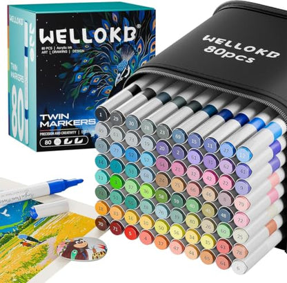80 Colors Dual Tip Brush & Fine Acrylic Paint Markers