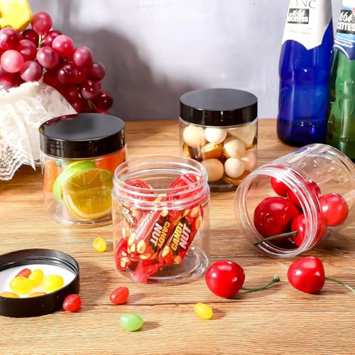 36 Pieces 8 oz Plastic Jars with Lids Wide Mouth Airtight Reusable Container Acrylic Cosmetic Small Jars for Lotions Ointments Travel Toiletries Creams Make up Storage (36 Count)