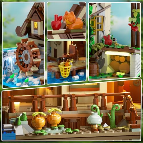 Wood Cabin Building Set with Lights for Adults