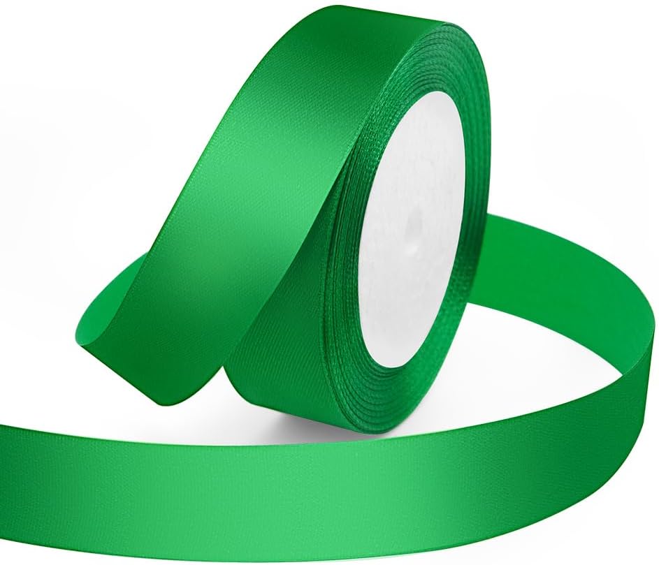 KMER LIFE Green Ribbon 1 Inches x 25 Yards Satin Ribbons Perfect for Halloween, Wreath, Corset, Floral, Floral Arrangement, Christmas, Wedding Party Decoration, Bow Making & Other Projects - Crafty Corner