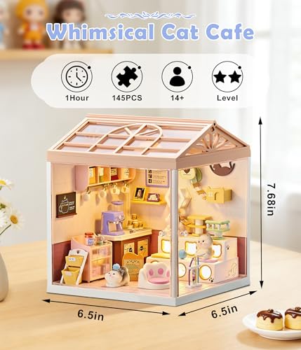 Cat Cafe DIY Miniature House Kit for Adults