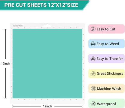 HTVRONT Heat Transfer Vinyl Bundle: 24 Pack 12"x12" Iron on Vinyl Sheets for T-Shirt, 21 Assorted Colors HTV Vinyl with 1 PTFE Sheet & Weeding Hooks