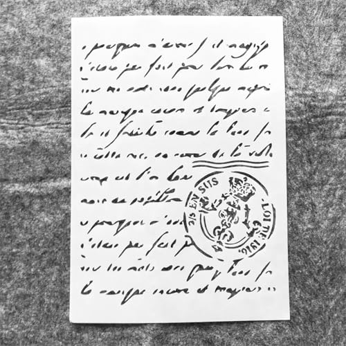 A4 Reusable Vintage Script Stamp Stencil for Painting