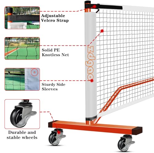 Portable Pickleball Net with Wheels Set System