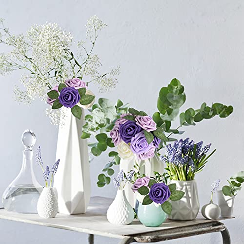 Purple Rose 25pcs Real Looking Artificial Flowers w (25 Count)