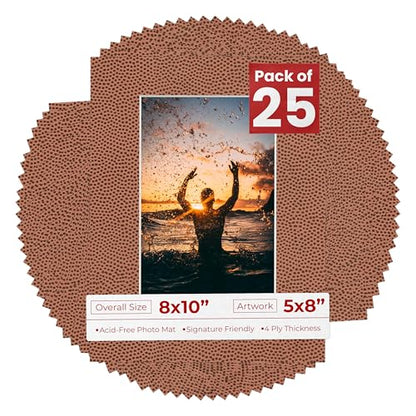 Pack of 25 Acid Free 8x10 Mats Bevel Cut for 5x8 Photos (25 Count)