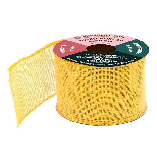 2 1 2 in Wide Yellow Wired Burlap Ribbon for Crafts
