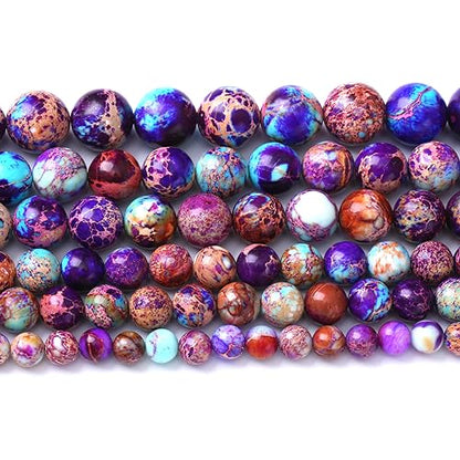 91PCS 4mm Natural Galaxy Sea Sediment Jasper Beads Gemstone Round Loose Spacer Stone Beads for Jewelry Making DIY Bracelet Necklace 15 Inch (16 Count)