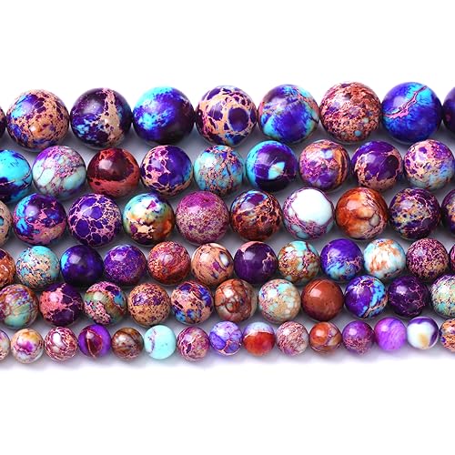 60PCS 6mm Natural Galaxy Sea Sediment Jasper Beads Gemstone Round Loose Spacer Stone Beads for Jewelry Making DIY Bracelet Necklace 15 Inch (16 Count)