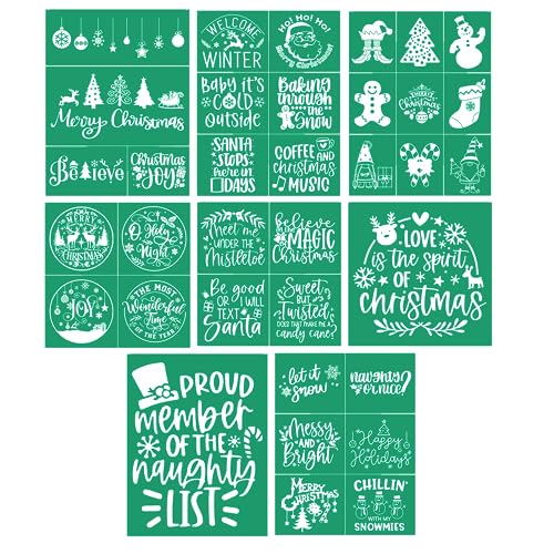 Self Adhesive Christmas Silk Screen Stencils 9 Pcs (9 Count)