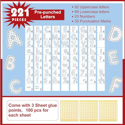 221 Pcs Lined Notebook Bulletin Board Letters for Classroom (221 Count)