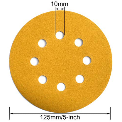 5-Inch 8-Hole Hook and Loop Sanding Discs 220-Grit, 100-Pack (100 Count)