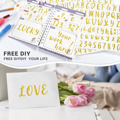 576 Pcs 8 Sheets Letters Stickers Vinyl Alphabet Number Decals Back to School Supplies for Water Bottles Cups Mailbox Scrapbooking Bulletin Board Classroom Decor