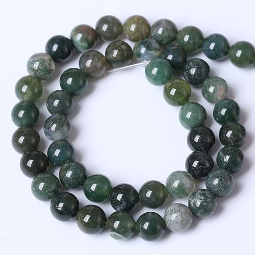 Natural Green Moss Agate Stone Beads 120pcs 6MM for Jewelry Making DIY Bracelet Necklace 2 Strands 32"