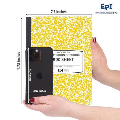 24 Pack EPI Wide Ruled Composition Notebook Assorted Marble Colors