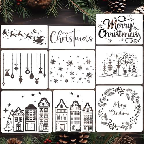 Christmas Window Stencils for Glass Christmas Village Stencil (9 Count)