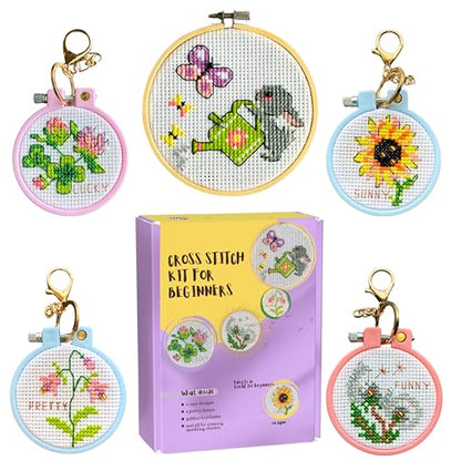 Stamped Embroidery Kit Cross Stitch Luggage Tag Kit Needlepoint Project
