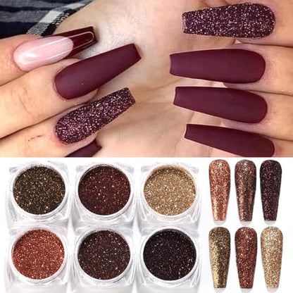 6 Colors Holographic Nail Art Glitter