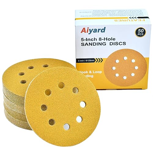 5-Inch 8-Hole Hook and Loop Sanding Discs 100-Grit, 50-Pack (50 Count)