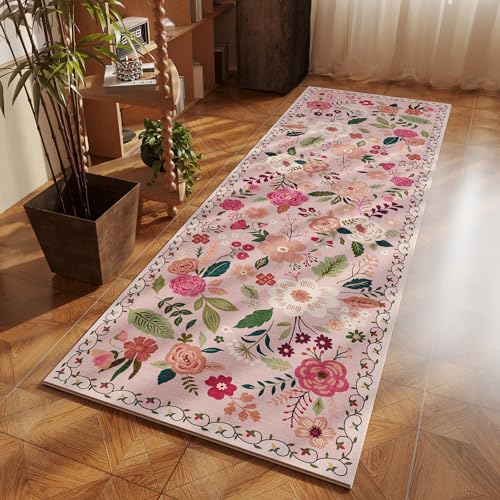 Runner Rug for Hallways Kitchen Rug Non Slip 2'x 6' Washable Rugs with Rubber Backing Soft Floral Carpet Runner for Hallways