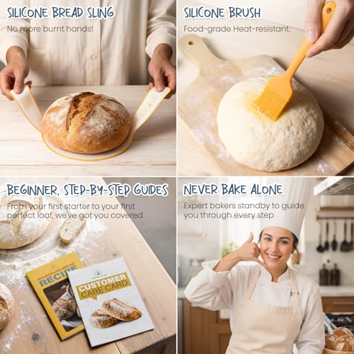 Sourdough Starter Kit with Banneton Bread Proofing Baskets and Jar