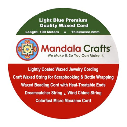 2mm Light Blue Waxed Cord (327 Foot)
