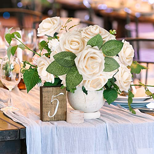 Champagne Rose 25pcs Real Looking Artificial Flowers w (25 Count)