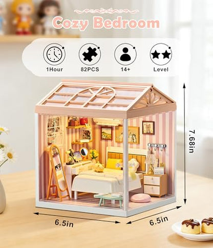Cozy Bedroom DIY Miniature House Kit for Adults