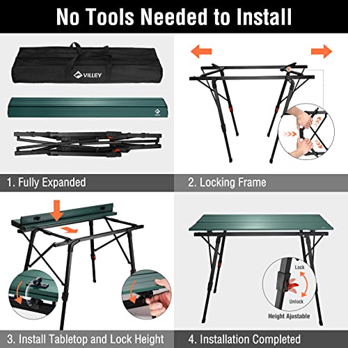 Portable Camping Table with Adjustable Legs