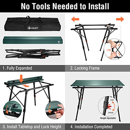 Portable Camping Table with Adjustable Legs