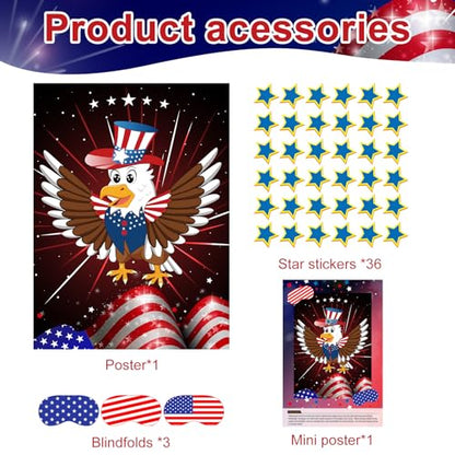 4th of July Patriotic Party Game for Kid Pin The Tail on The Eagle