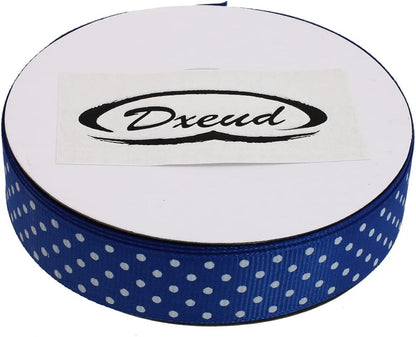 Polka Dot Grosgrain Ribbon 25 Yard Each Roll 100% Polyester (3/4", Royal Blue) - Crafty Corner