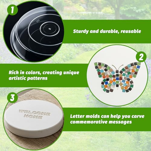 10PCS Stepping Stone Kit Includes Round Cement Molds