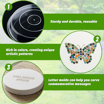 5PCS Stepping Stone Kit Includes 8in Round Cement Molds