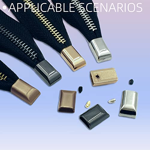 80 Sets 4 Colors Alloy Rectangle Metal Zipper Stopper and Screw Bottom Repair Replacement with Screwdrive Assortment Kit (81 Count)