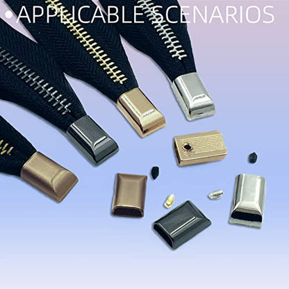 80 Sets 4 Colors Alloy Rectangle Metal Zipper Stopper and Screw Bottom Repair Replacement with Screwdrive Assortment Kit (81 Count)