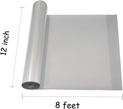 guangyintong Reflective Light Grey Heat Transfer Vinyl HTV Rolls, 12" x 8ft Reflective Iron on Vinyl for T-Shirts, Light Grey HTV Vinyl for All Cutter Machine Easy to Cut & Weed for HTV DIY Design