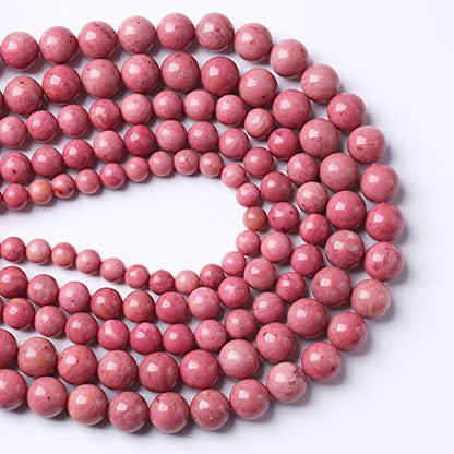 8m 45pcs 7A Premium Gemstone Rhodochrosite Beads Natural Stone Round Loose Energy Healing Beads for Jewelry Making DIY Bracelet (16 Count)