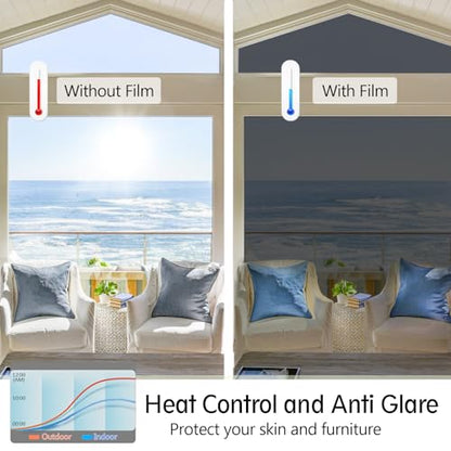 One Way Privacy Window Film Black Silver 17.5in x 6.5ft (104.125 Sq Ft)