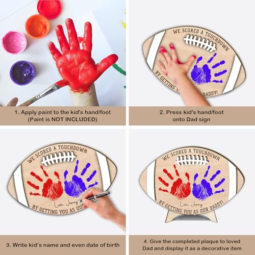 Custom Football Dad Gifts from Baby Handprint Sign