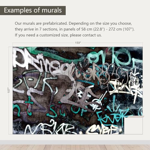 Black and White Art Graffiti Wallpaper wall murals for Bathroom 159"x107"