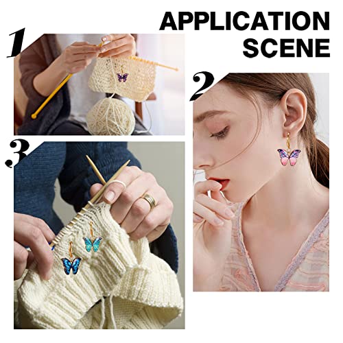 1 Box 20Pcs Stitch Markers Crochet Stitch Marker Butterfly Enamel Cute Charms Removable Leverback Clasp Charm Locking Metal Knitting Markers for Weaving Sewing Knit Quilting DIY Zipper Pull (20 Count)