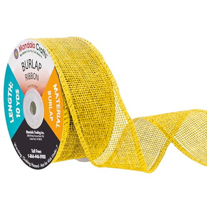 1 1 2 Inch Wide Yellow Burlap Ribbon for Crafts (60 Feet)