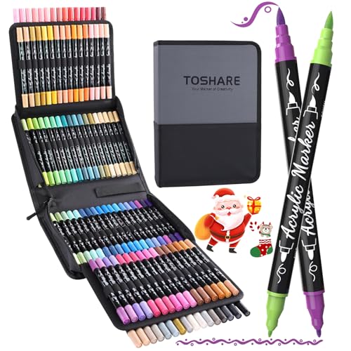 100 Colors Precision Dual Tip Acrylic Paint Markers Pens (100 Count)
