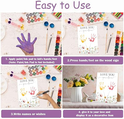I Love You Grandma Themed Handprint Art Keepsake Making Sign with Stand 9x12"
