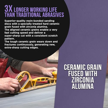 Premium 180 Grit PSA Purple Film Ceramic Longboard Sandpaper (60 Foot)