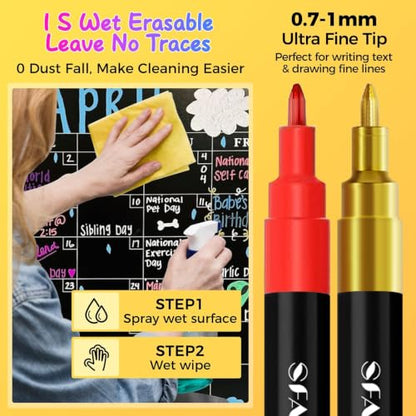 Liquid Chalk Markers for Blackboard 8 Vibrant Colors 1mm Fine Tip (8 Count)