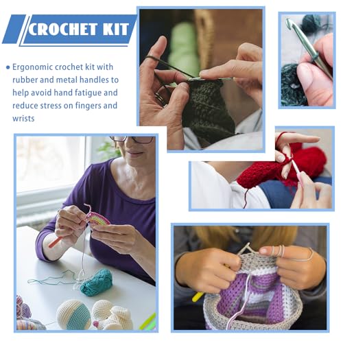 Crochet Hook Set 120Pcs Crochet Needles Kit Ergonomic Soft Grip Handles (120 Count)