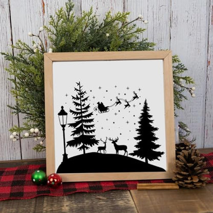 Christmas Stencils for Crafts Reusable 8” Large Christmas Stencil Santa Snowman Gnome Holiday Drawing Templates for Painting on Wood Doormat Fabrics Window Decor (16 Count)