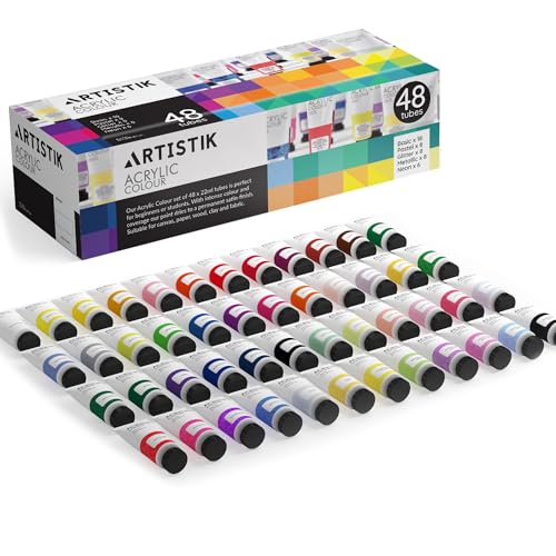 Acrylic Paint Set with 48 Opaque & Vibrant Colors for Beginners & Students (35.7076 Fl Oz)